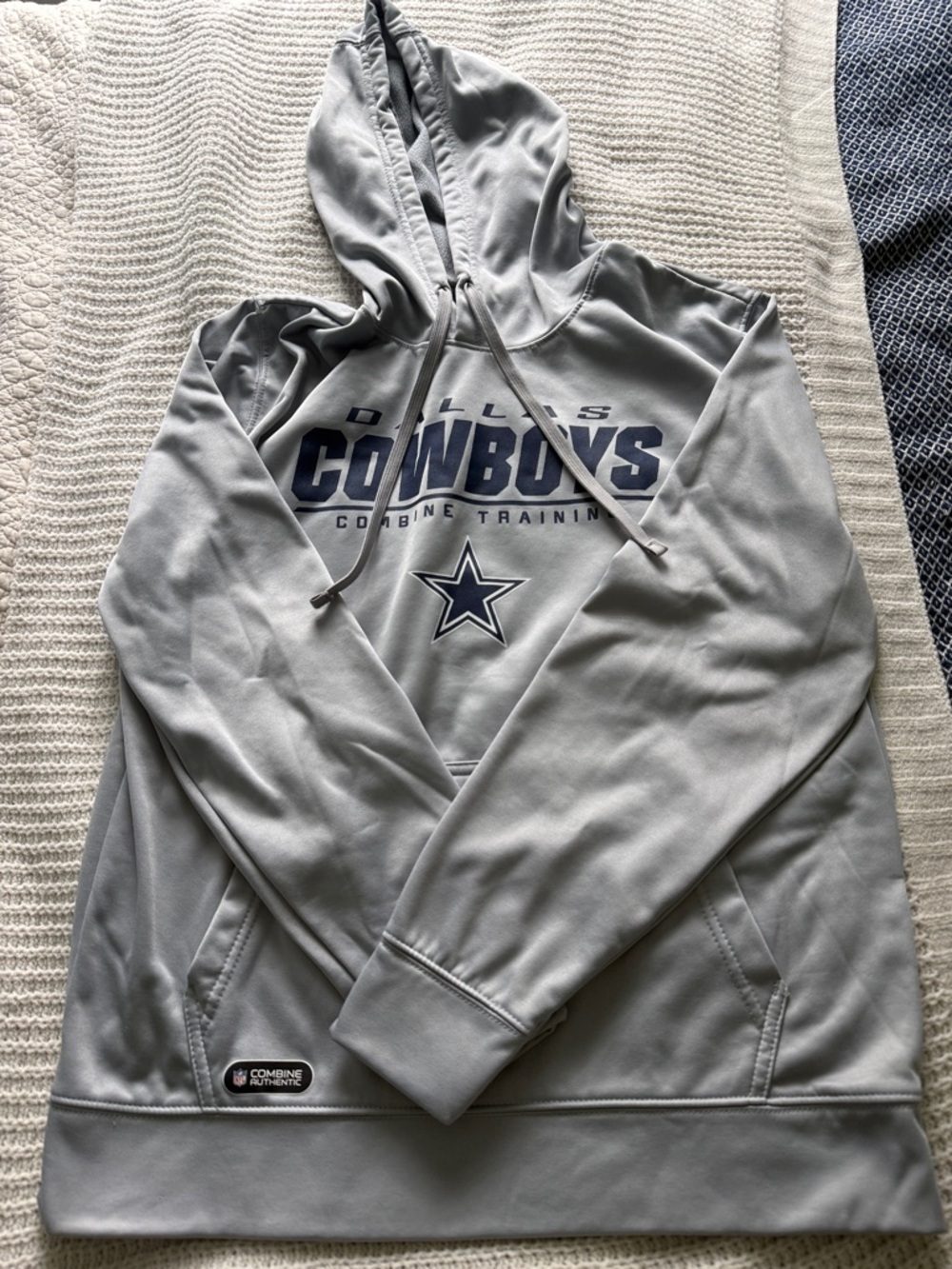 NFL Dallas Cowboys Gray Hooded Pullover with Navy Logo